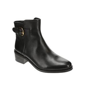Women's Cole Haan Hanover Buckle Bootie Ankle Dress Boots Black Leather Size 8.5